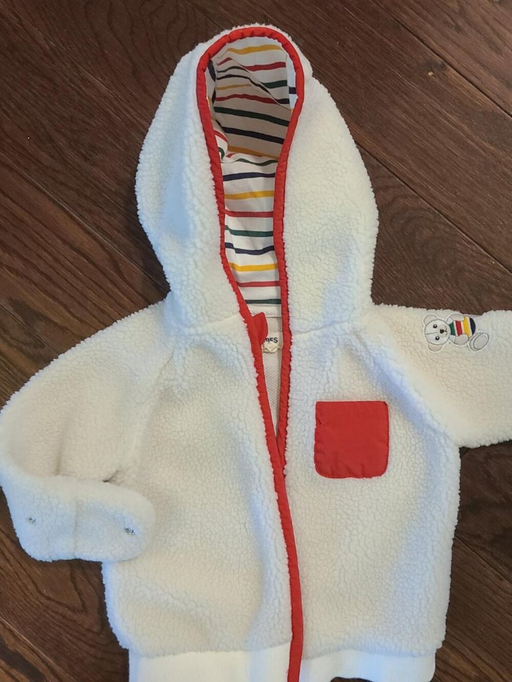 HBC Hudson's Bay Company Stripes Fleece Hooded Bunting Jacket 12-18M